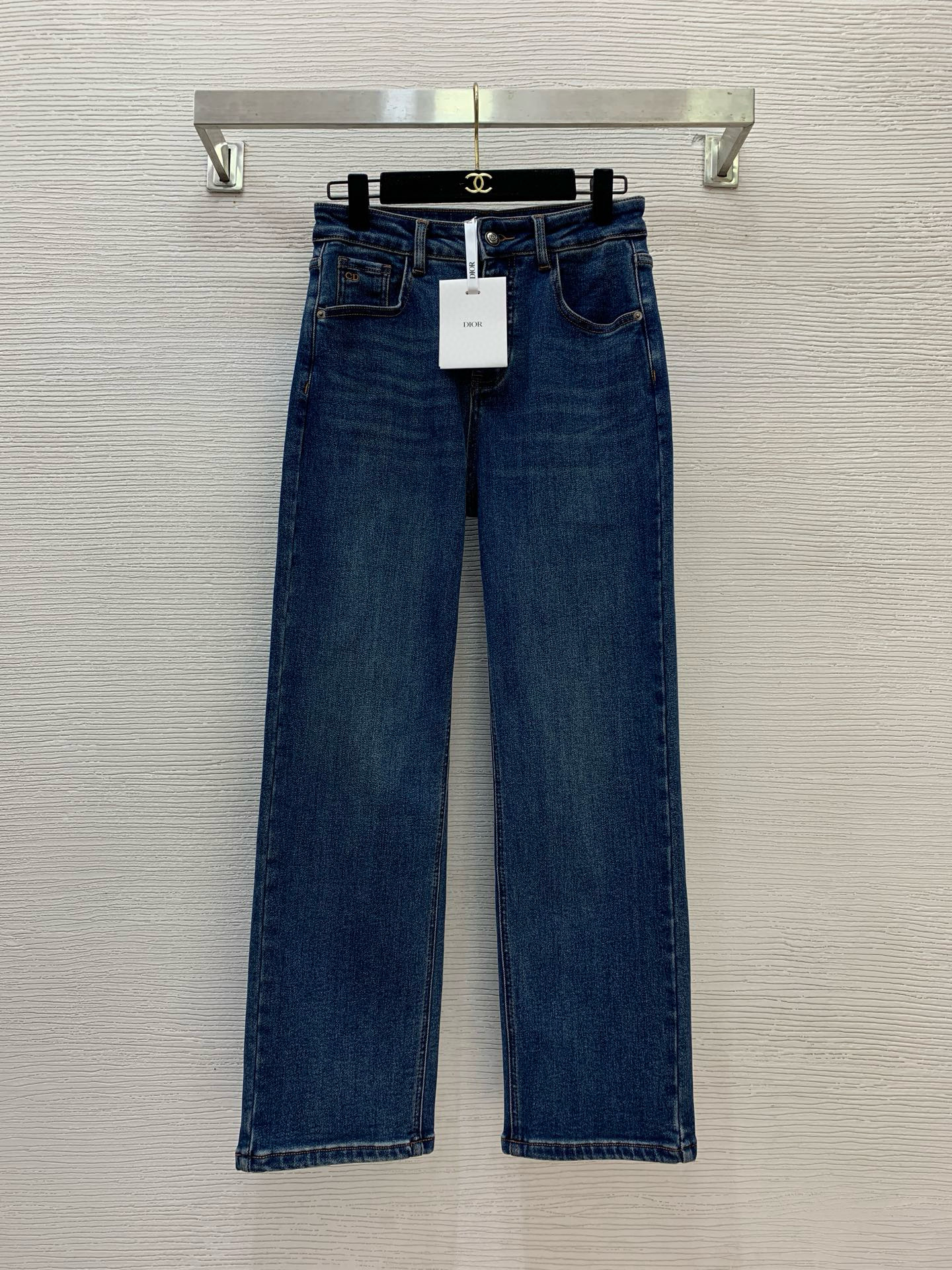 디올 2컬러 여자 청바지