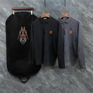 에르메스 2컬러 남자 니트